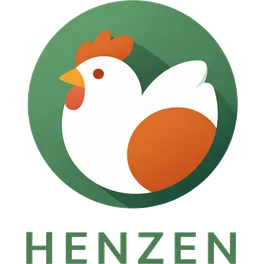 Logo Henzen — gallina nel cerchio verde con wordmark.